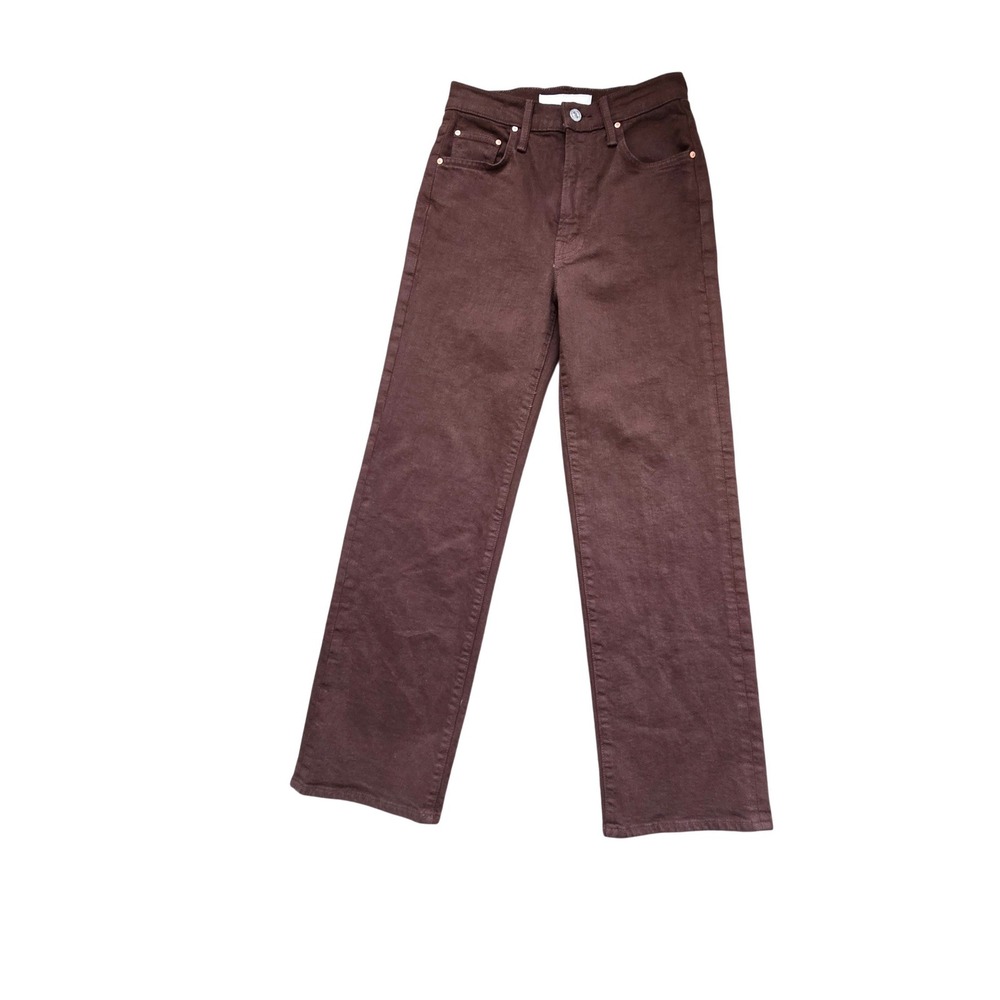 Mother The Rambler Zip Ankle Jeans Womens 24 Shaved Chocolate High Rise Wide Leg